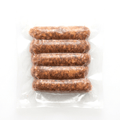 Five Bison Hot Italian Sausages (Raw / Frozen) in a clear plastic vacuum-sealed bag