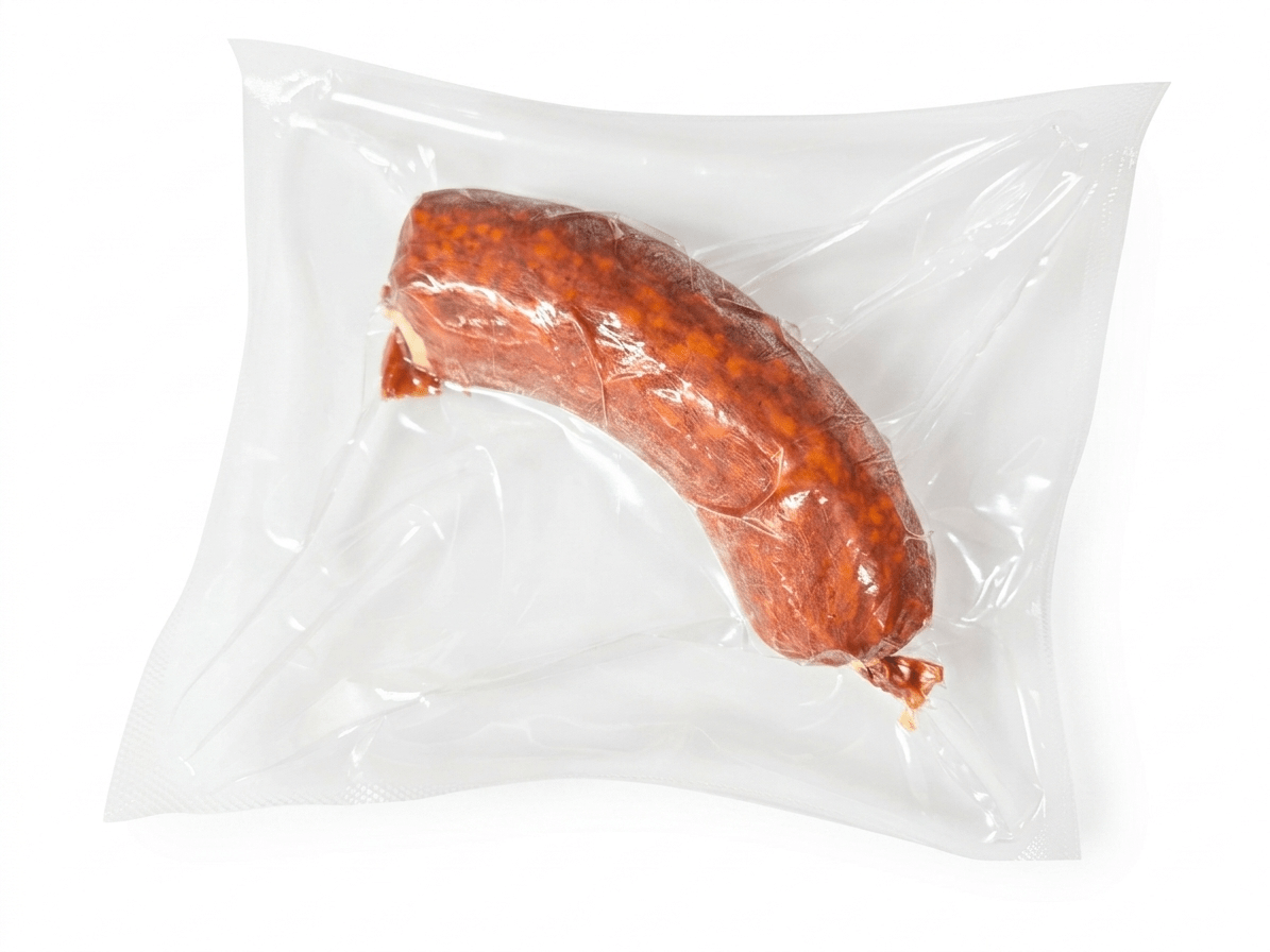 A vacuum-sealed package containing Coarse Mettwurst