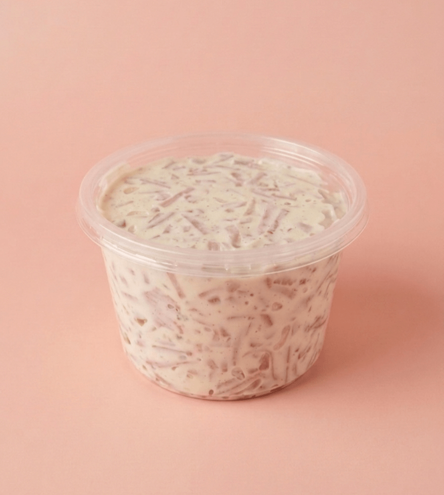 A clear plastic cup filled with Coldcut Salad (Large)