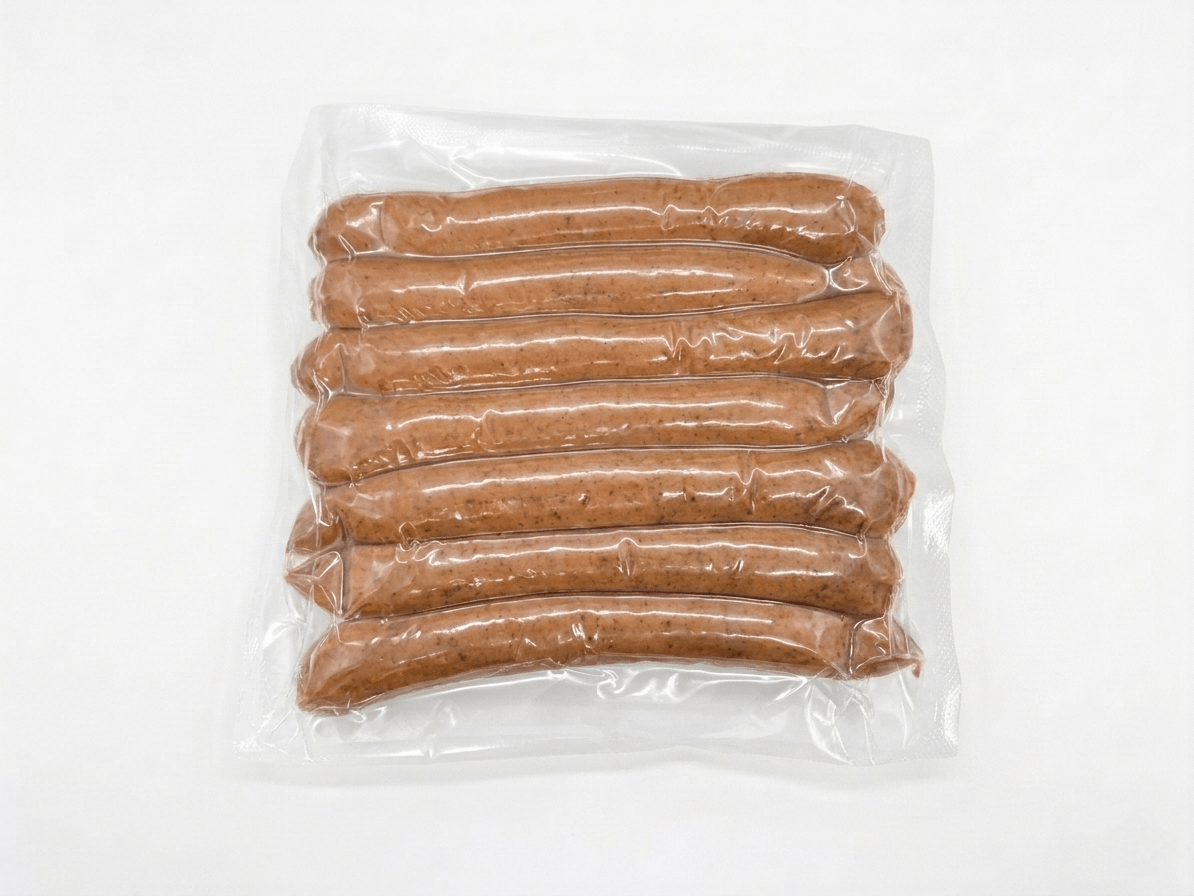 European Wieners in a clear plastic vacuum-sealed package