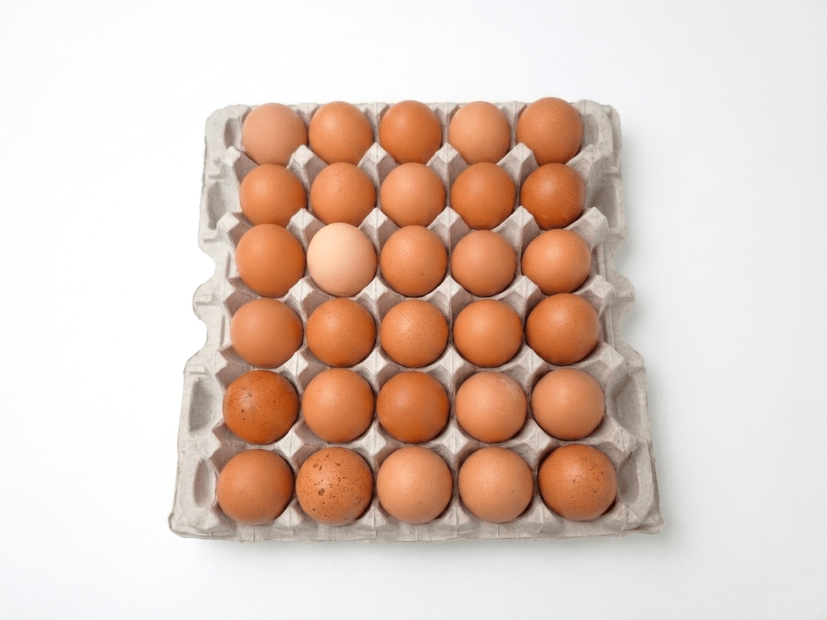 A carton of brown eggs